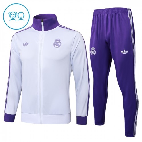 Real Madrid Ensemble Vestes d'Entraînement 2024-25 Blanche Enfant Real Madrid Ensemble Vestes d'Entraînement 2024-25 Blanche Enfant